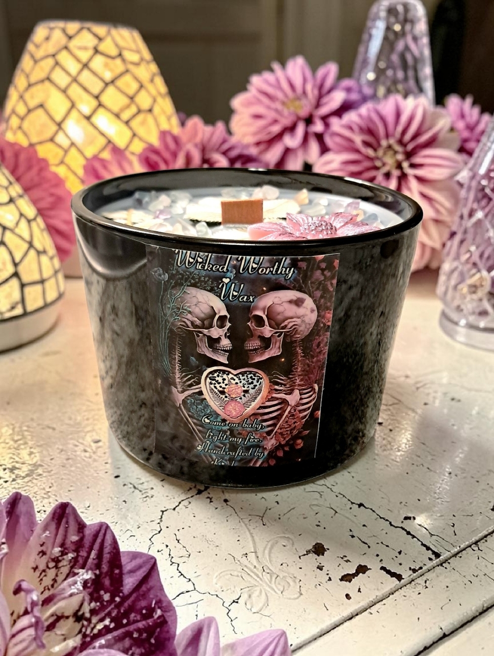 Hand Crafted , Wicked Worthy Wax, Soul Sunflower 16 oz candle - Picture 3 of 5